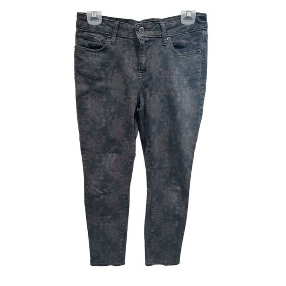 Lucky Brand Women's Gray Floral Skinny Jeans Size 6 Charcoal Wash